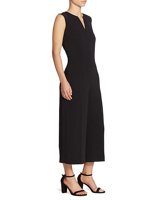 St. John - Stretch Cady Wide-Leg V-Neck Jumpsuit