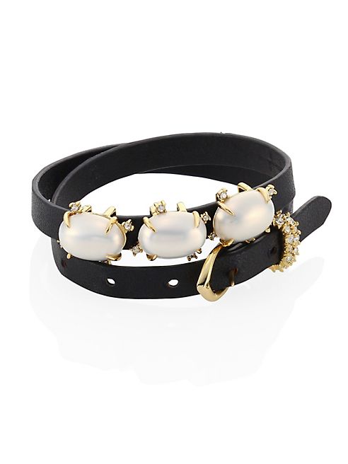 Alexis Bittar - Elements Convertible Leather & Crystal Wrap Bracelet/Choker