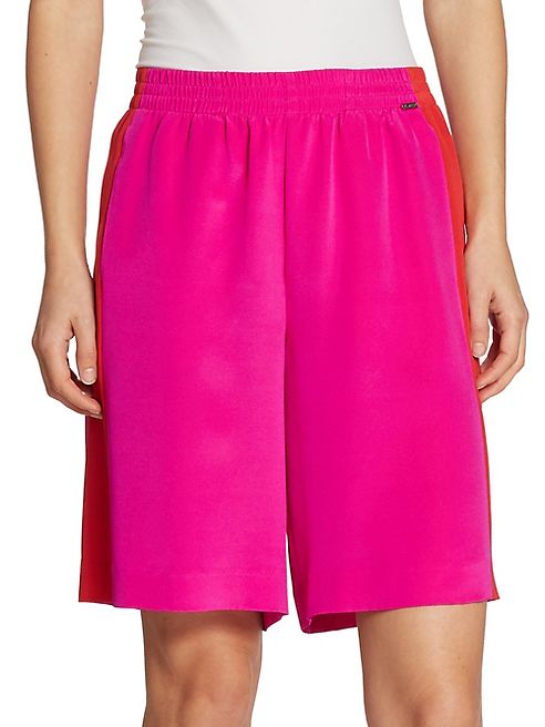 St. John - Contrast Panel Silk Shorts