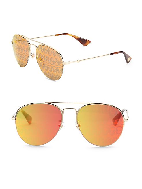 Gucci - 56MM Mirrored Aviator Sunglasses