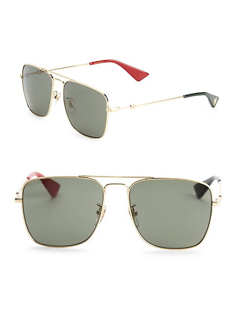 Gucci - 55MM Square Aviator Sunglasses