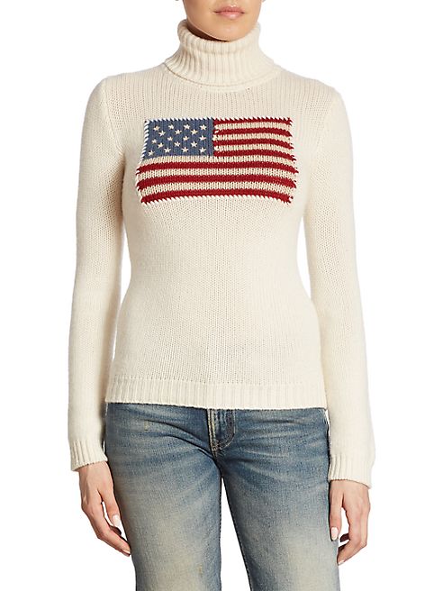 Ralph Lauren Collection - Iconic Flag Cashmere Turtleneck Sweater