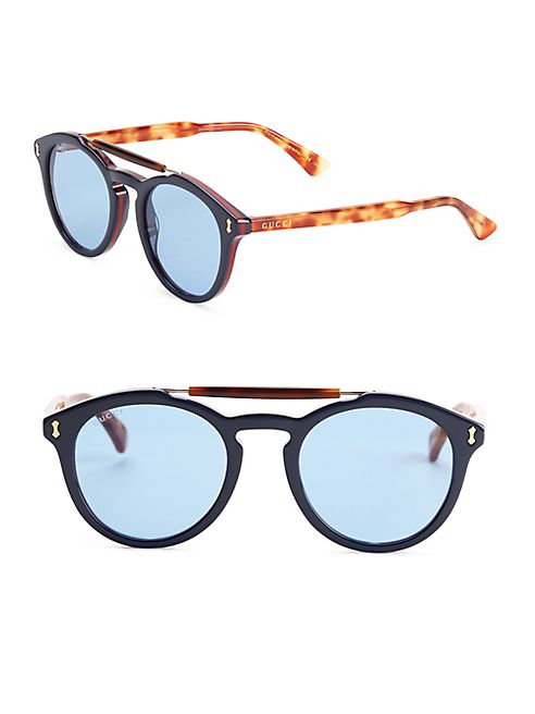 Gucci - 50MM Mirrored Double-Bridge Round Sunglasses