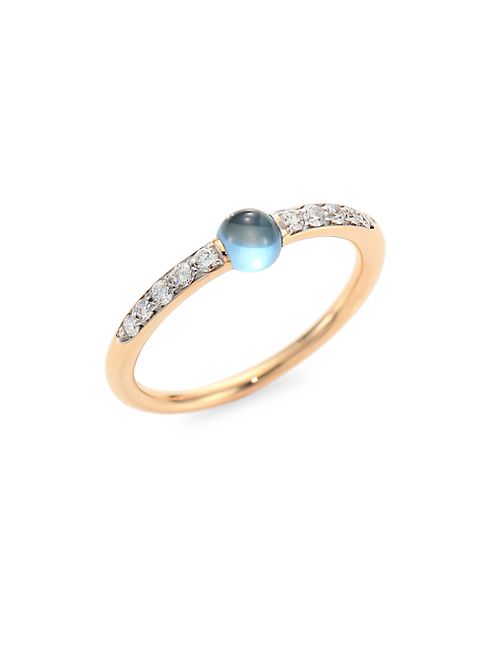 Pomellato - M'Ama Non M'Ama Diamond, London Blue Topaz & 18K Rose Gold Ring