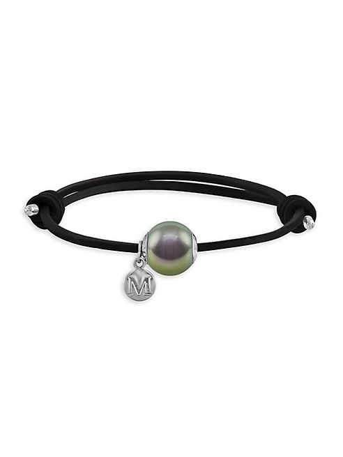 Majorica - 12MM Grey Pearl & Leather Bracelet