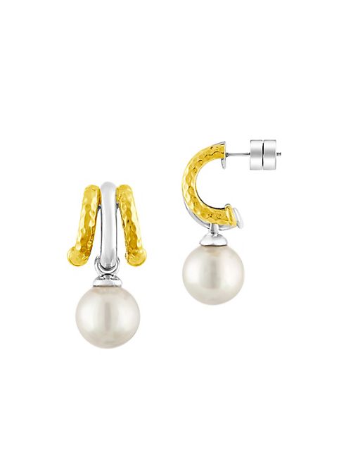 Majorica - 12MM White Pearl & Gold-Plated Earrings