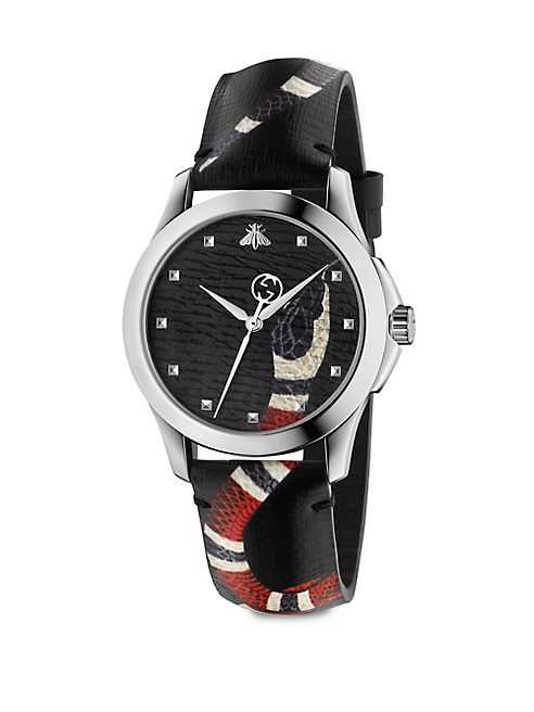 Gucci - Le Marché Des Merveilles Stainless Steel & Snake-Print Leather Strap