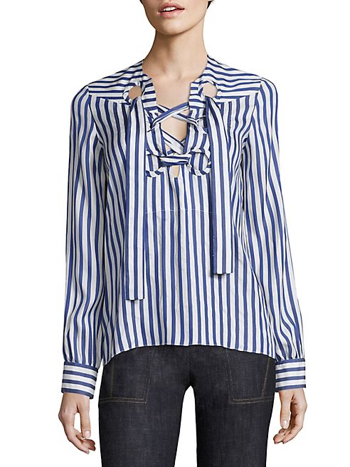 Derek Lam - Silk Lace Up Blouse