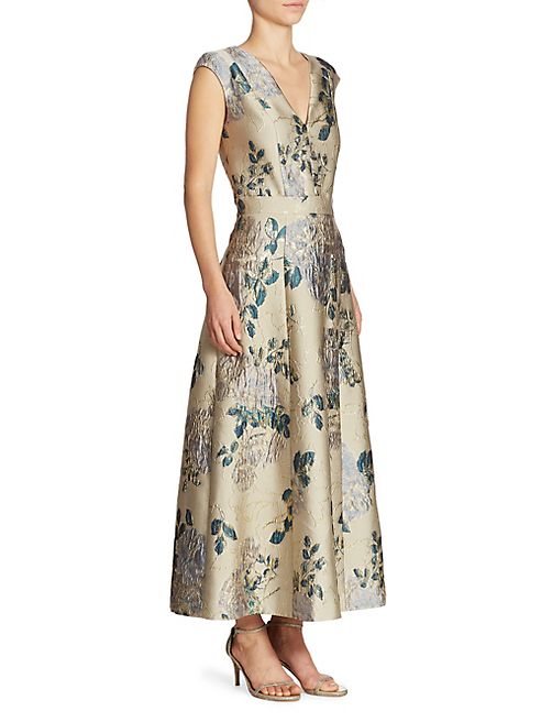 St. John - Floral V-Neck Dress