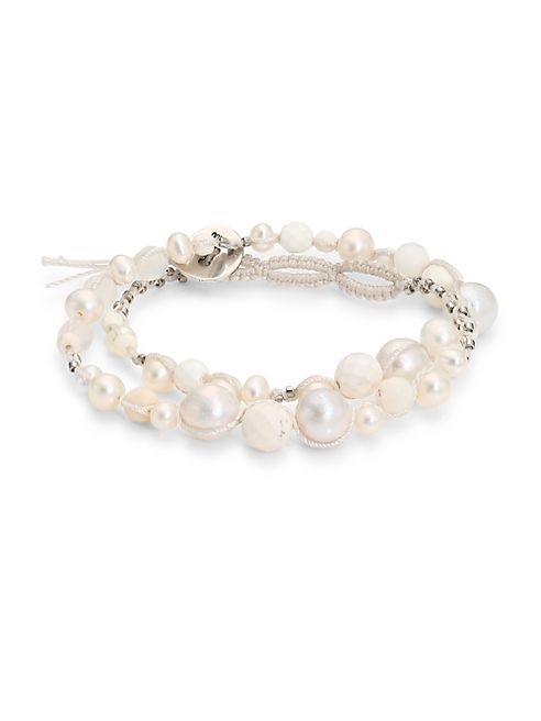 Chan Luu - 4-9MM Grey Pearl & Opal Double Wrap Bracelet