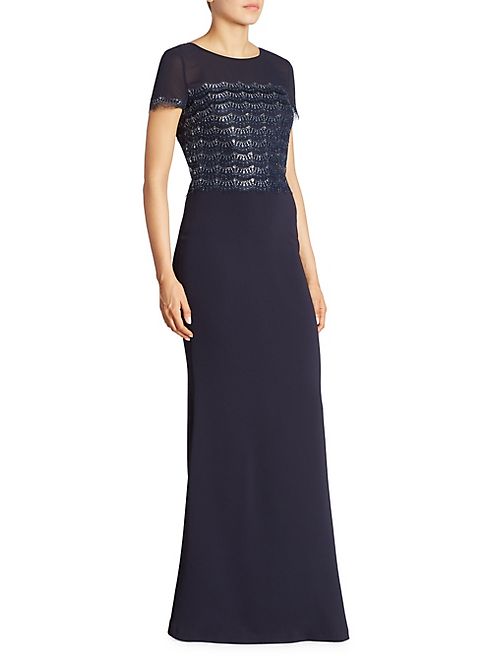 St. John - Short Sleeve Lace Gown