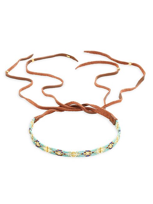 Chan Luu - Seed Bead & Leather Wrap Choker