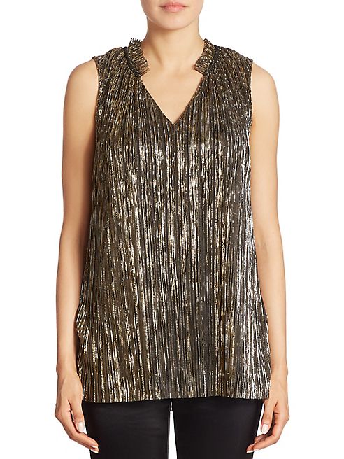 St. John - Metallic V-Neck Top