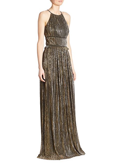 St. John - Metallic Halter Gown