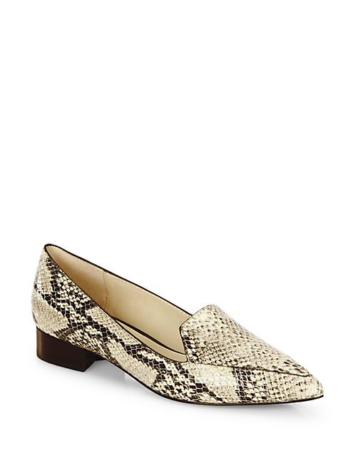 Cole Haan - Dellora Snake-Embossed Leather Skimmer Flats