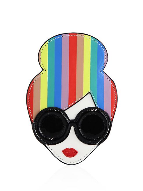 Alice + Olivia - Rainbow-Print Leather Stace Face Card Case