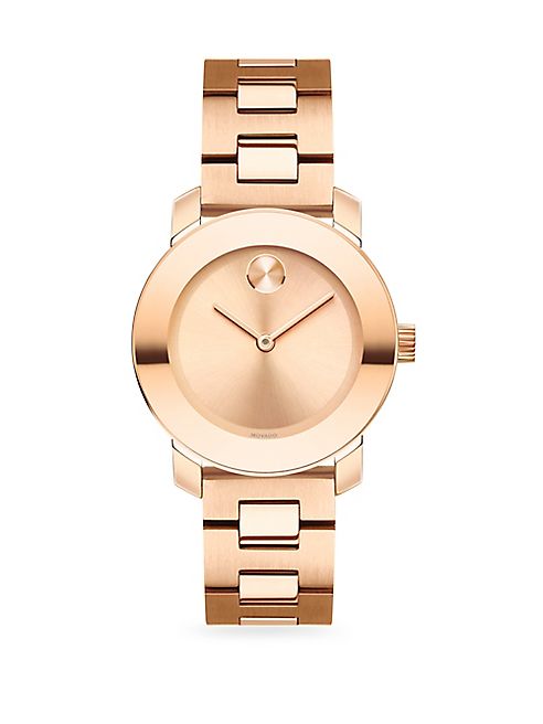 Movado - Bold Rose Goldtone IP Stainless Steel Bracelet Watch