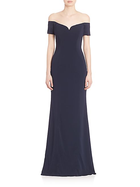 Badgley Mischka - Off-The-Shoulder Jersey Gown