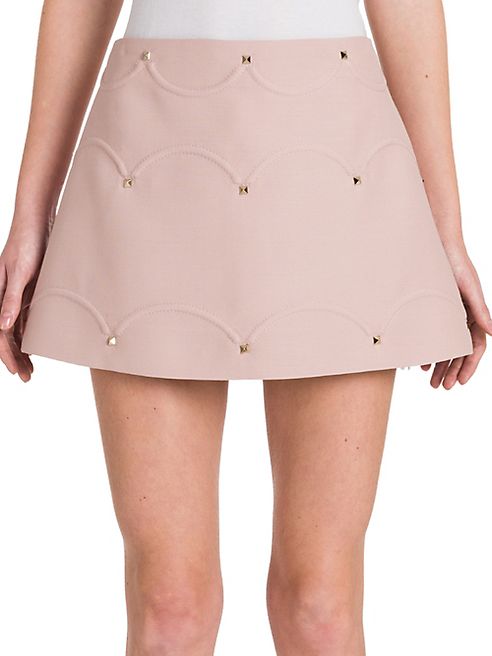 Valentino - Rockstud Scalloped A-Line Skirt