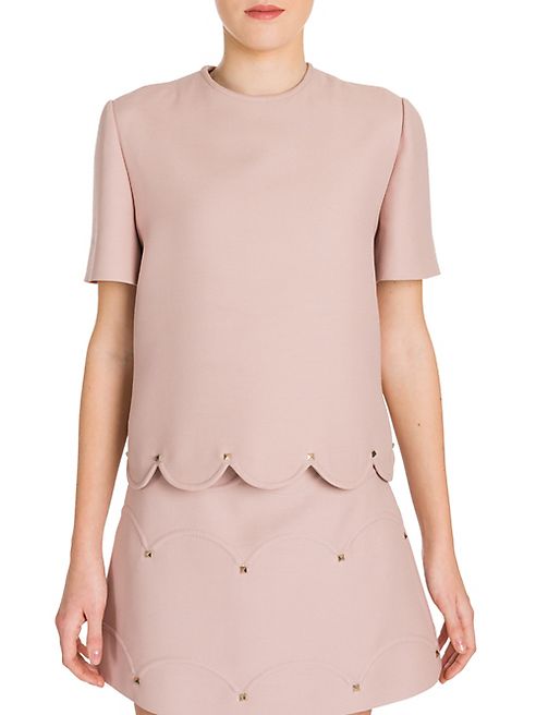 Valentino - Rockstud Scalloped Tee