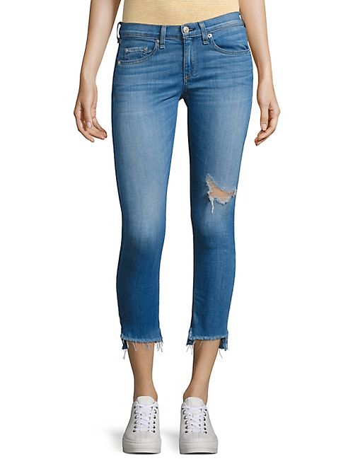 rag & bone/JEAN - Step Hem Distressed Capri Skinny Jeans/Sunset