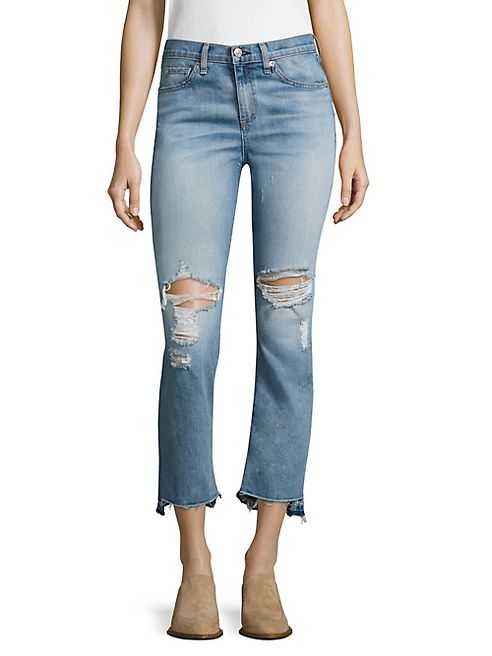 rag & bone/JEAN - High-Rise Stove Pipe Distressed Step Hem Jeans/Prospector