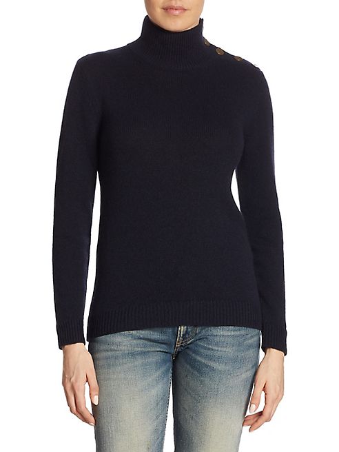 Ralph Lauren Collection - Iconic Buttoned Cashmere Turtleneck Sweater