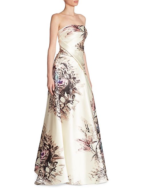 Rubin Singer - Floral-Print Satin Gown