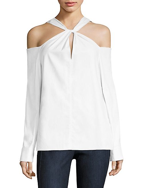 Rag & Bone - Collingwood Cold-Shoulder Cotton Poplin Top