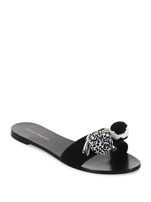 Sophia Webster - Jada Pom-Pom Suede Slides