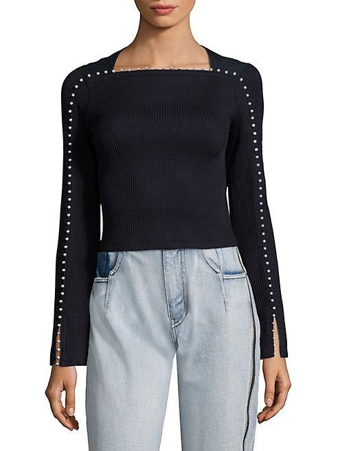 3.1 Phillip Lim - Beaded Rib-Knit Top