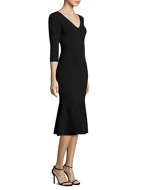 Michael Kors Collection - Wool V-Neck Flare Dress