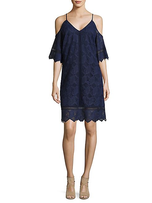 Laundry by Shelli Segal - Lace Cold-Shoulder Trapeze Dress