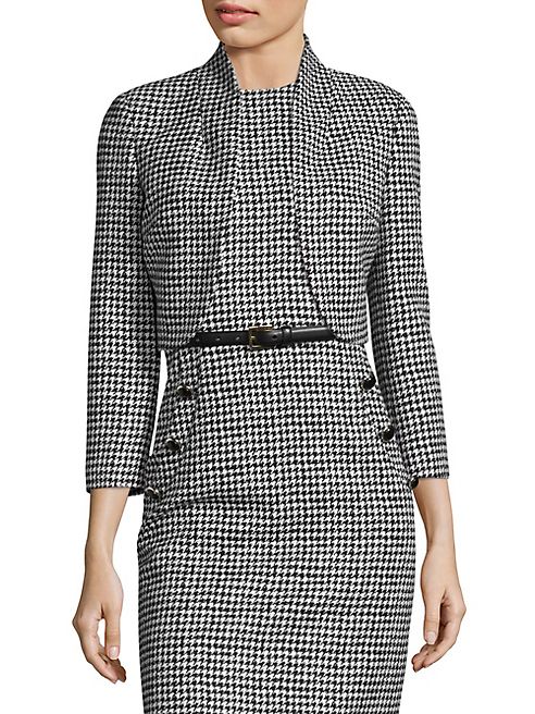 Michael Kors Collection - Wool Houndstooth Cropped Jacket