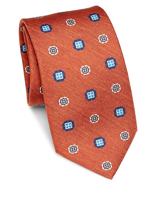 Saks Fifth Avenue Collection - Flower Medallion Silk Tie