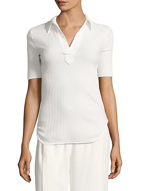 Helmut Lang - Collared Rib-Knit Henley Top