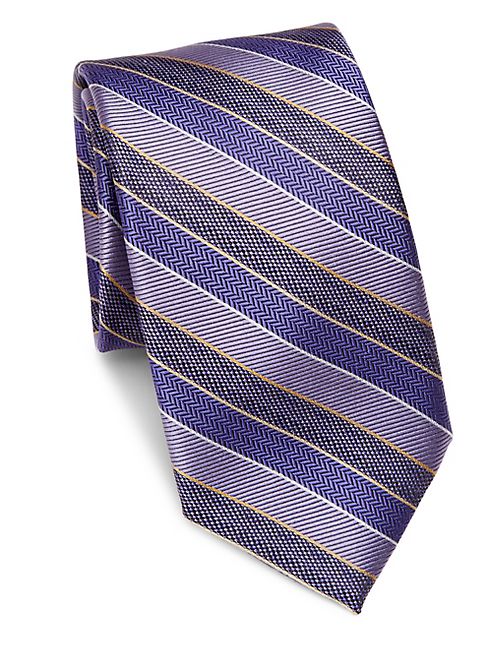 Saks Fifth Avenue Collection - Diagonal Striped Textured Silk Tie