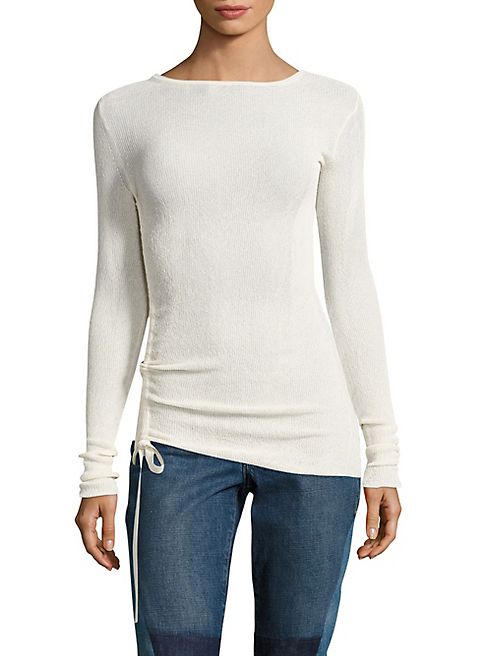 Helmut Lang - Side Tie Crepe Rib-Knit Pullover