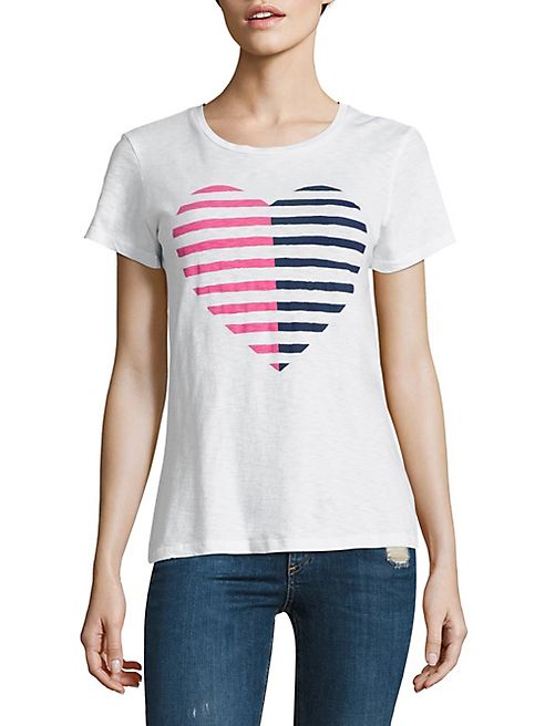 SUNDRY - Striped Heart Cotton Graphic Tee