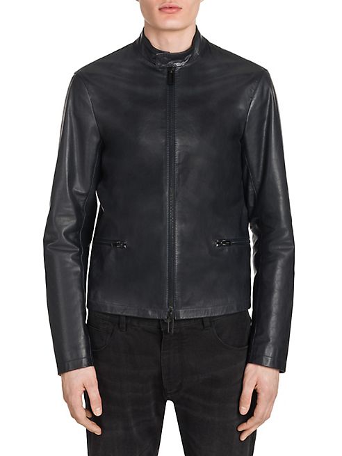 Emporio Armani - Regular-Fit Leather Moto Jacket