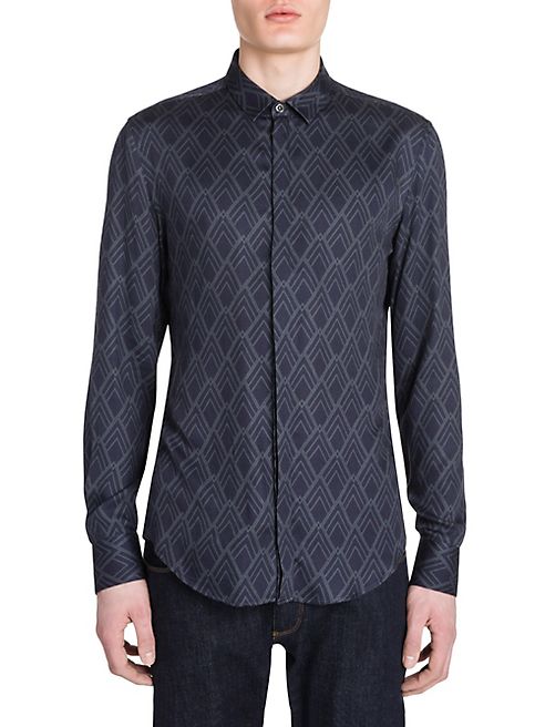 Emporio Armani - Pattern Diamond Frost Slim-Fit Shirt