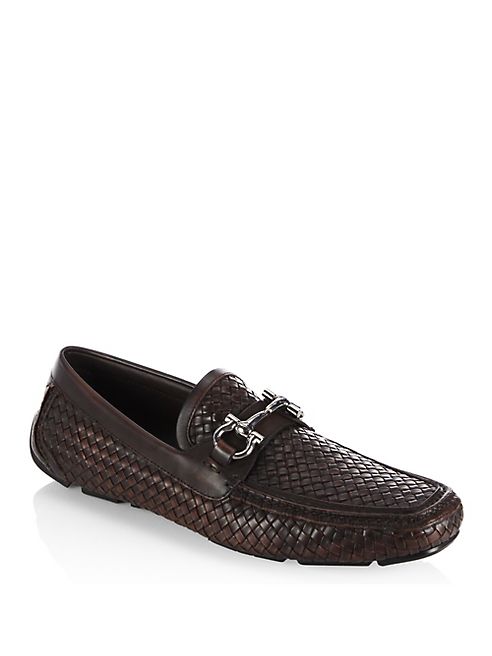 Salvatore Ferragamo - Parigi Woven Leather Metal Bit Loafers