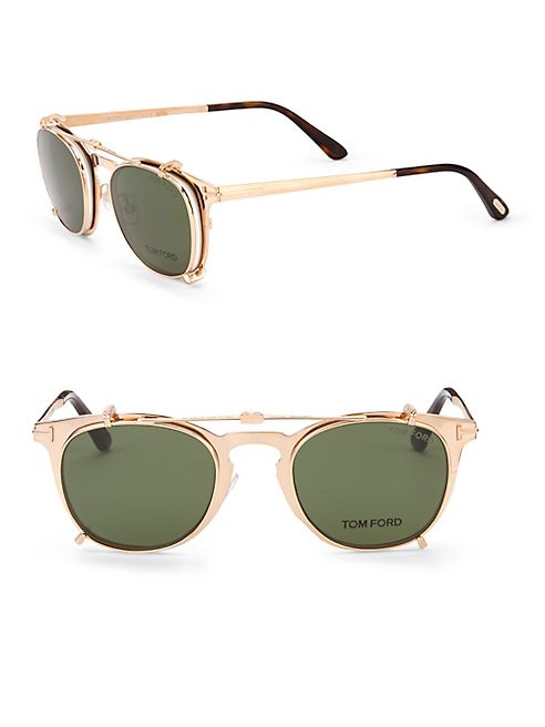 Tom Ford Eyewear - 48MM Round Sun-Clip Optical Glasses