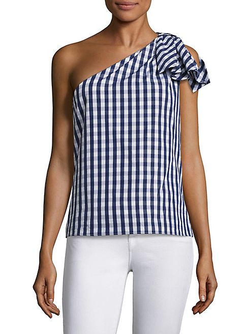 MILLY - Cindy Gingham One-Shoulder Top