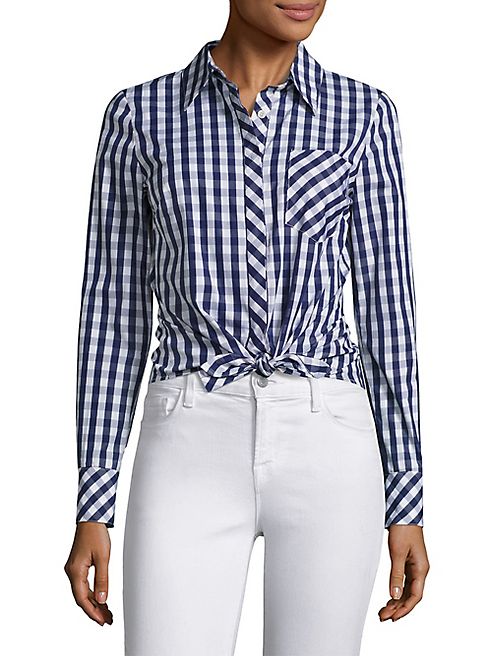 MILLY - Tie-Waist Gingham Shirt