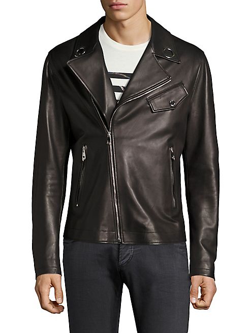 Versace Collection - Eyelet Leather Bomber Jacket