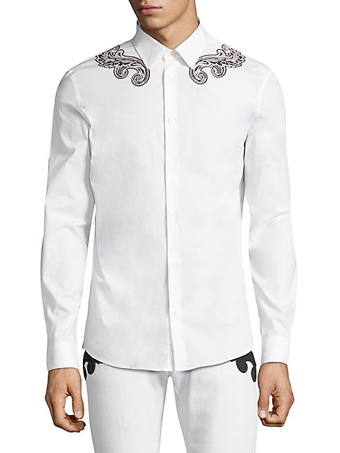 Versace Collection - Baroque Applique Casual Button Down Shirt