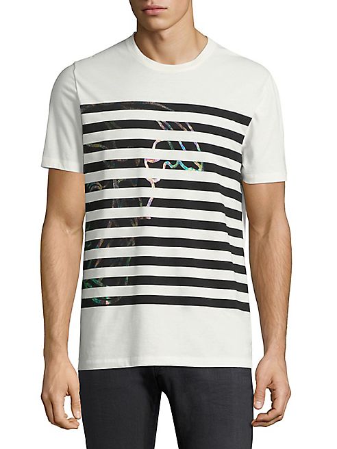 Versace Collection - Cotton Striped Hologram T-Shirt