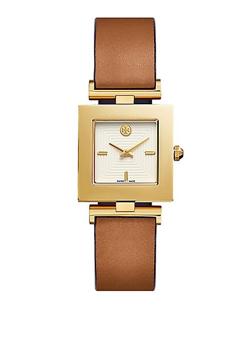 Tory Burch - Fashion Sawyer Twist Stainless Steel and Leather Strap Watch