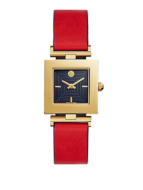 Tory Burch - Fashion Sawyer Twist Stainless Steel and Leather Strap Watch